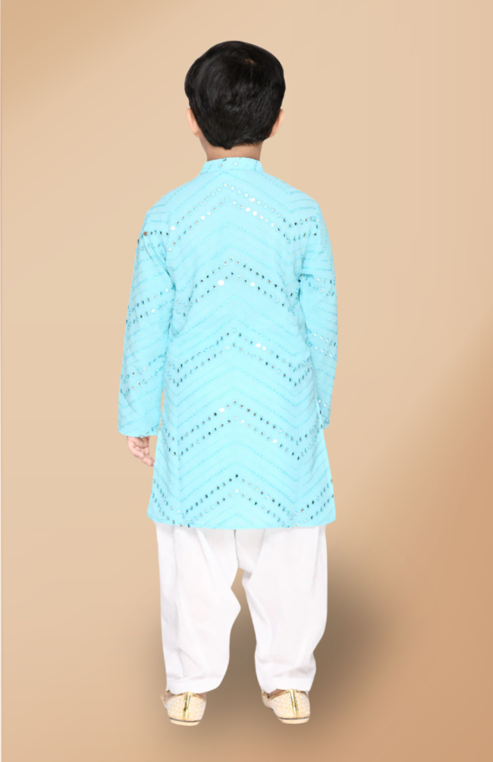 Boys Blue Embroidered Cotton Kurta & Pyjama Ethnic wear