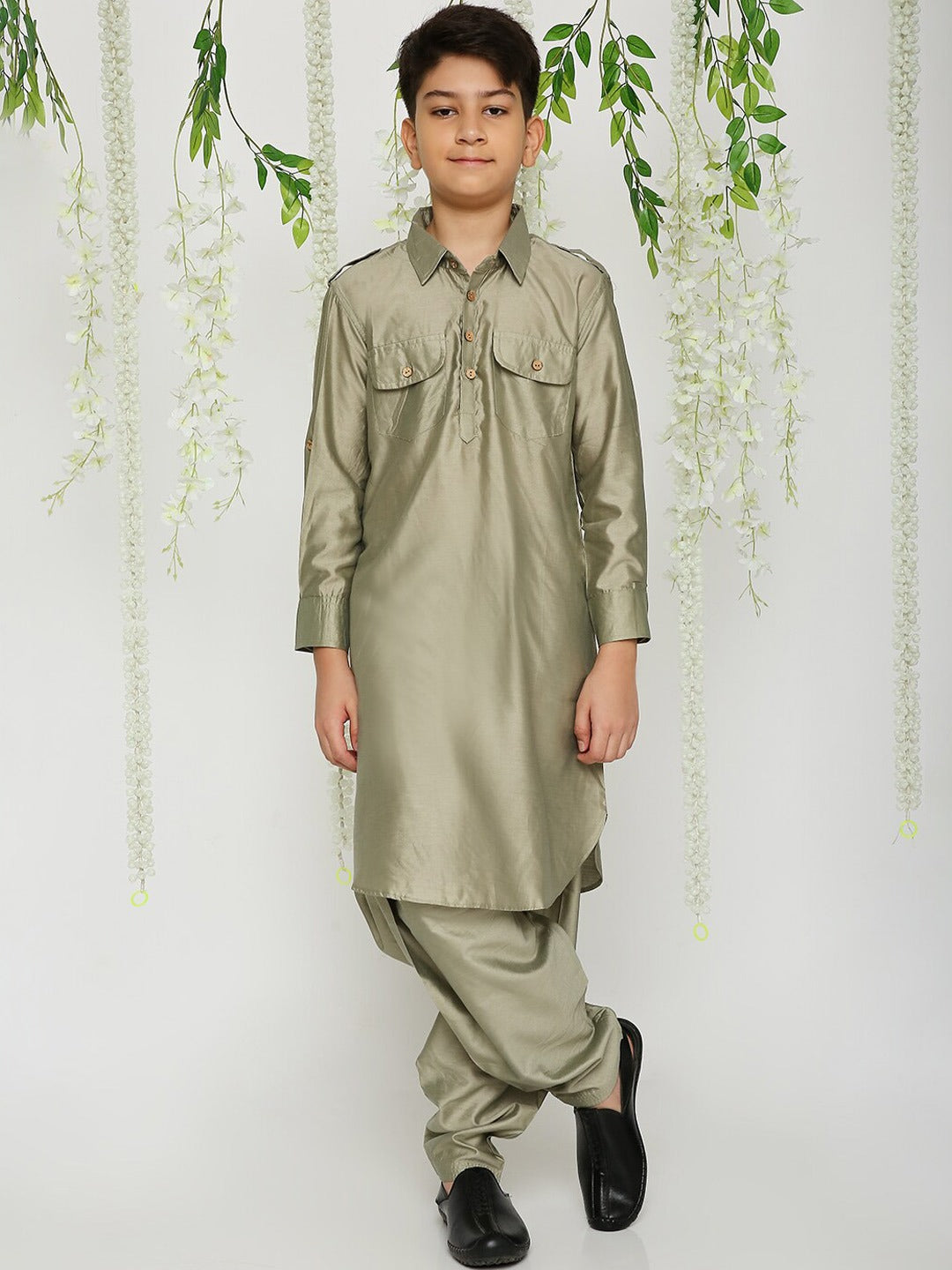 Kids Grey Pathani Kurta Dress | Traditional Indian Ethnic Wear