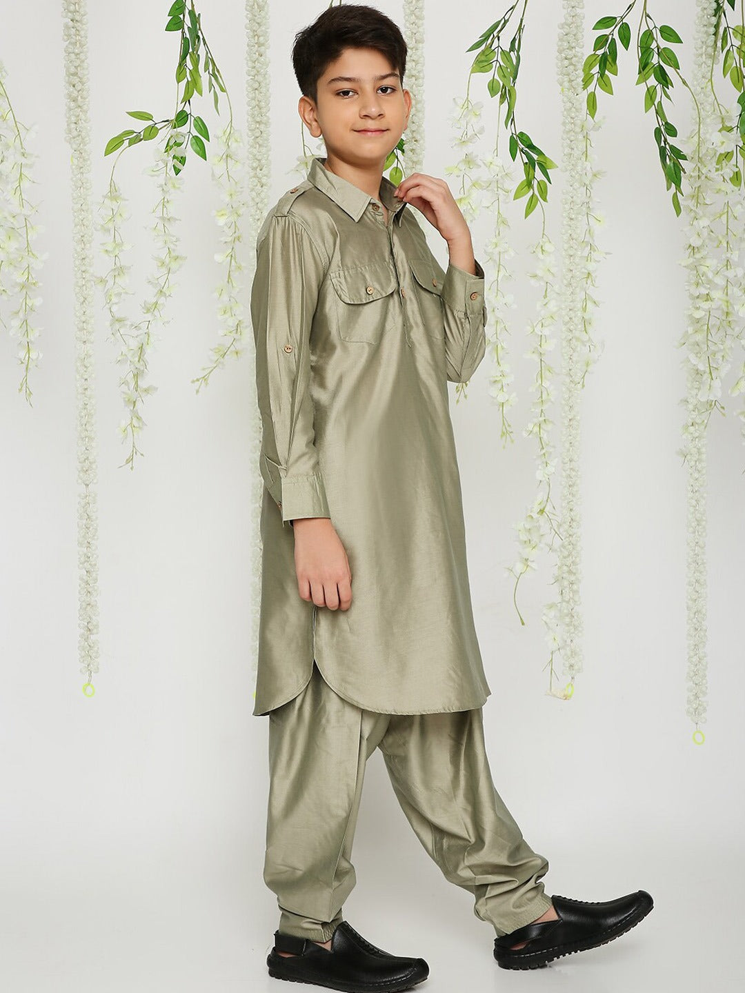 Kids Grey Pathani Kurta Dress | Traditional Indian Ethnic Wear