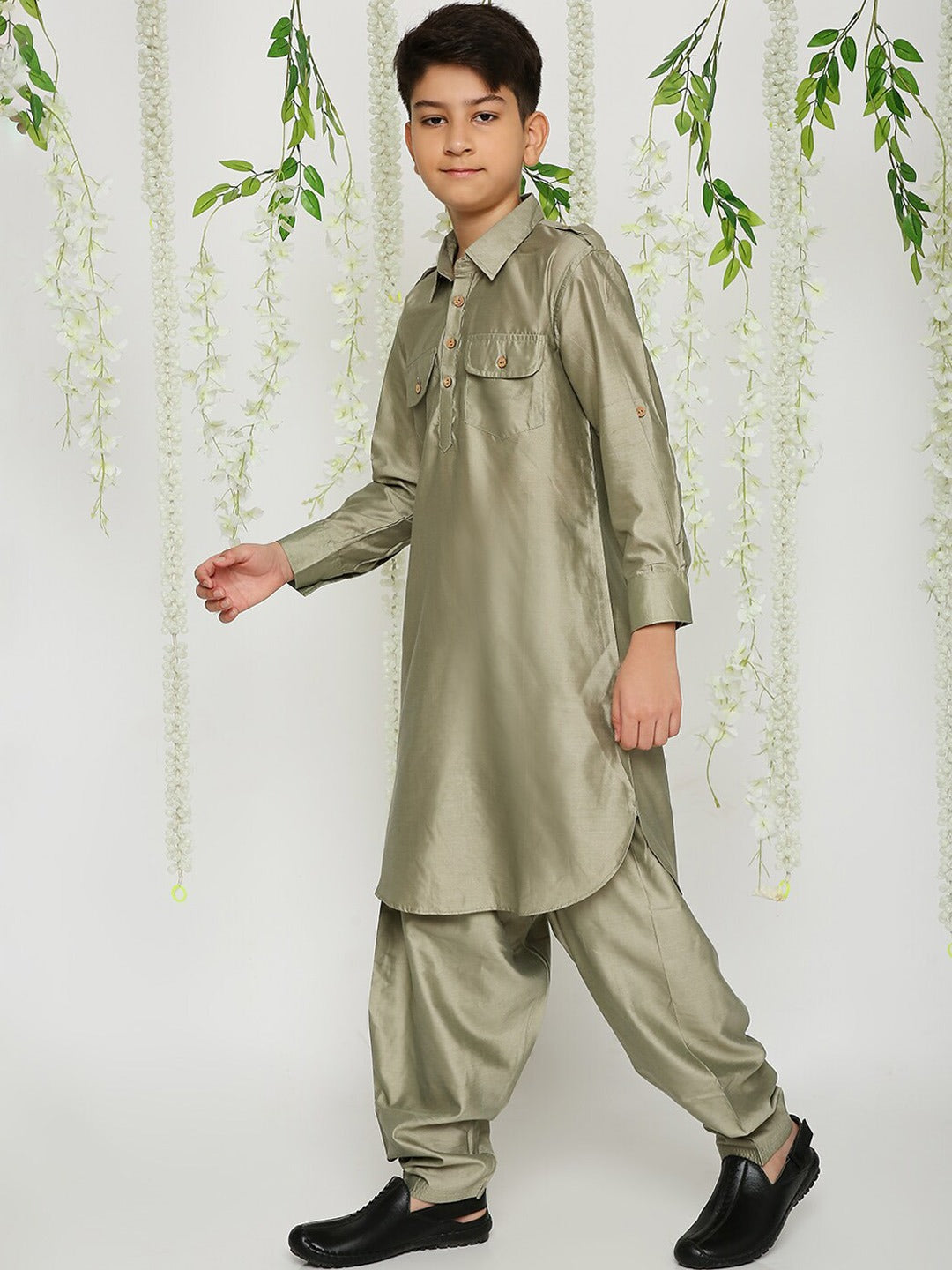 Kids Grey Pathani Kurta Dress | Traditional Indian Ethnic Wear