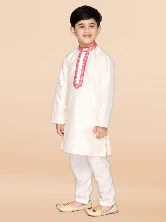 Purple Prunes Boys Ivory Kurta And Pajama Ethnic Dress