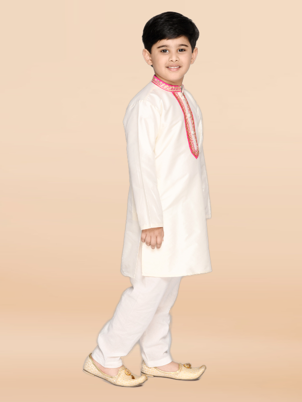 Purple Prunes Boys Ivory Kurta And Pajama Ethnic Dress